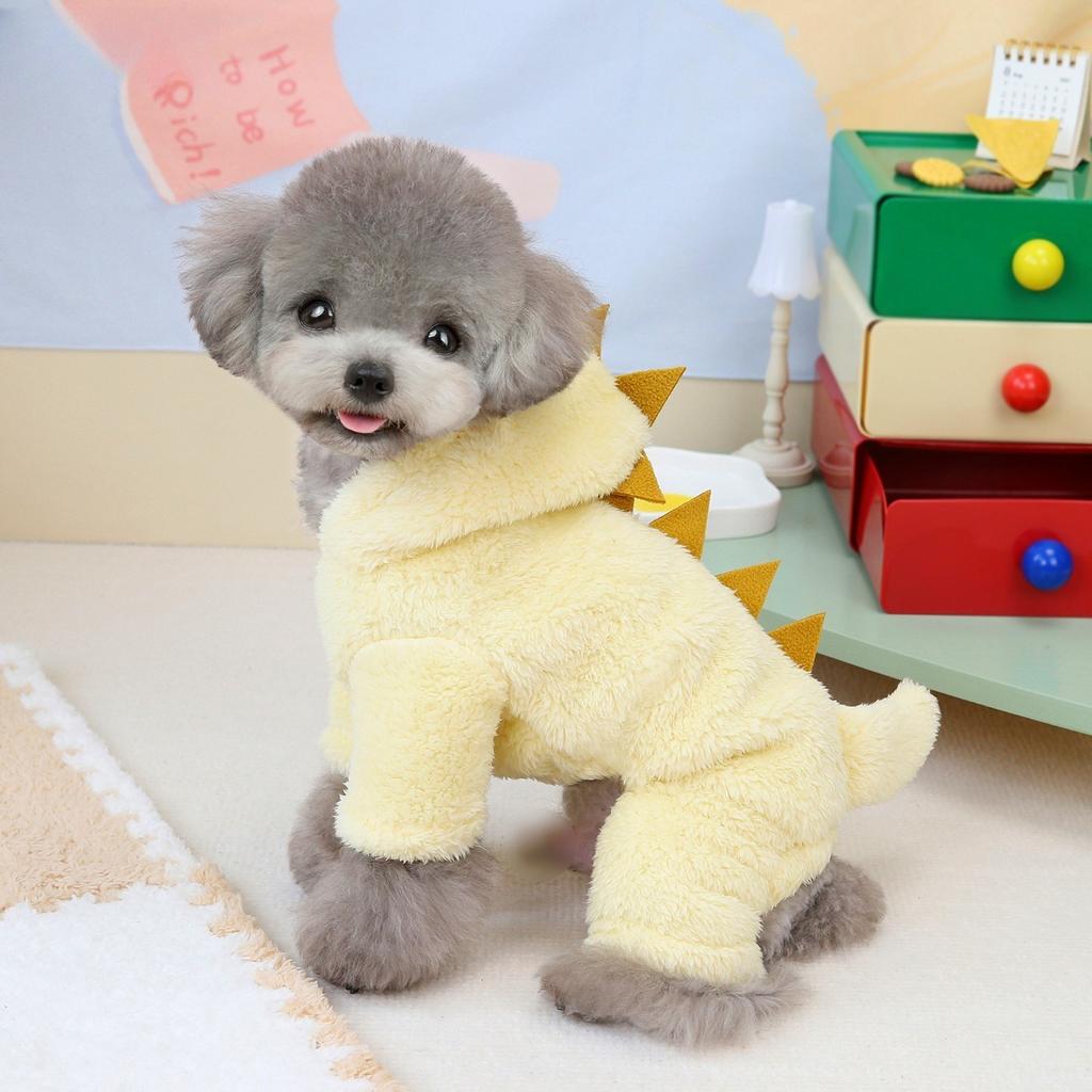 New Autumn and Winter Dog Clothing Cute Cartoon Dinosaur Animal Clothing Small and Medium-sized Dog Pet Clothing Pet Supplies