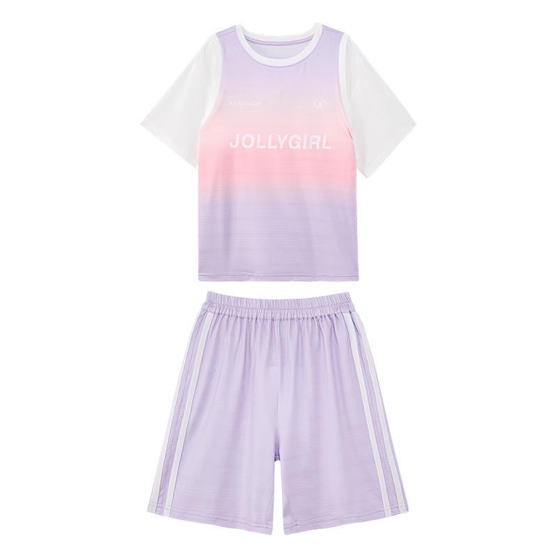 

Zuo Xi Girls 2026 Summer Sporty Short Sleeve Top & Cooling Shorts Set 140