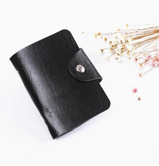 

1Pc Black & Coffee PU Leather 24 Bits Card Case Business Card Holder Men Women Credit Passport Card Bag ID Passport Card Wallet чёрный