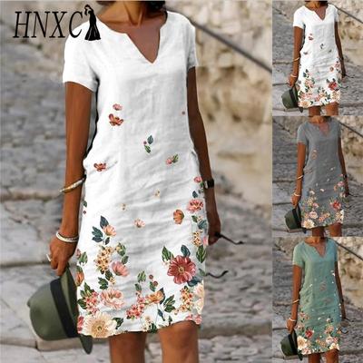 Women's Fashion Summer Spring Short Sleeve V-Neck Casual Dresses