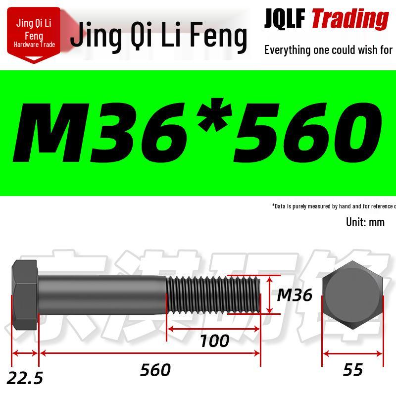 M27-M39 Grade 12.9 Blackened Half-Thread Hexagon Bolt