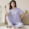 Women's Tencel Cotton Pajama Set: Summer Lyocell Short Sleeve, Long Pants, 3-Piece for Home or Outdoor Wear