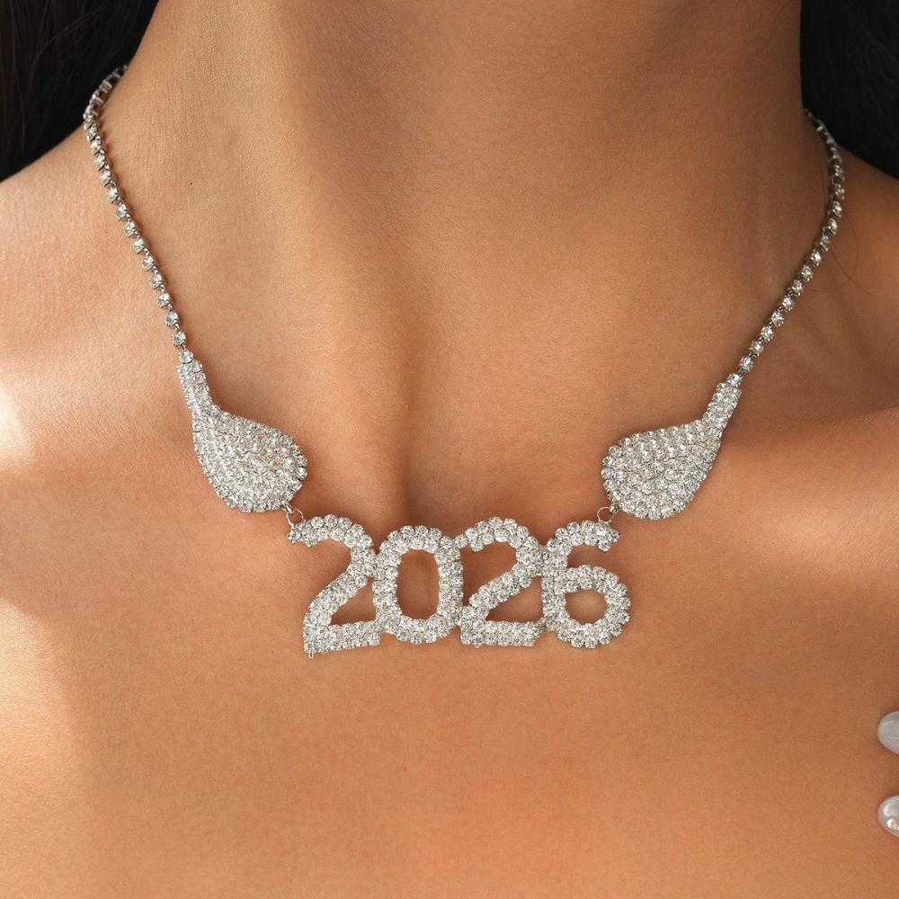 Rhinestone 2026 Jewelry Suit Exaggerated 2026 Necklace Vintage Happy New Year Earrings Christmas