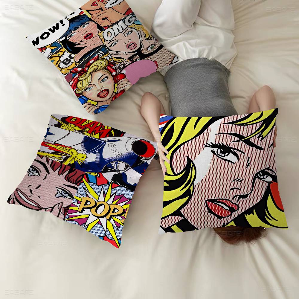 Roy L-Lichtenstein Pop Art Pillow Gift Home Office Decoration Bedroom Sofa Car Cushion Cover case 45x45