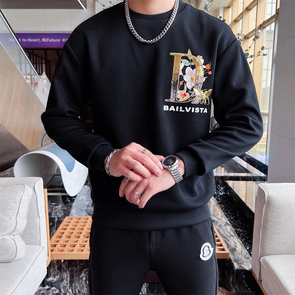 Men's Handsome Hoodie New Trendy Brand Back Pattern Printed Casual Round Neck Long Sleeved Jacket