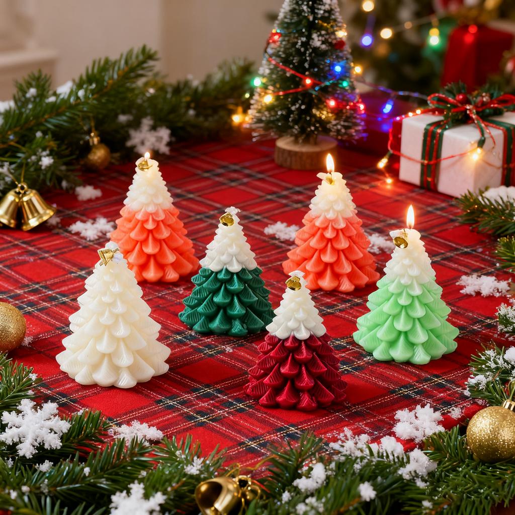Christmas Tree Candles Long Lasting Burn TimeDecoration Winter Candle For Christmas Halloween Party Birthday Holiday Wedding