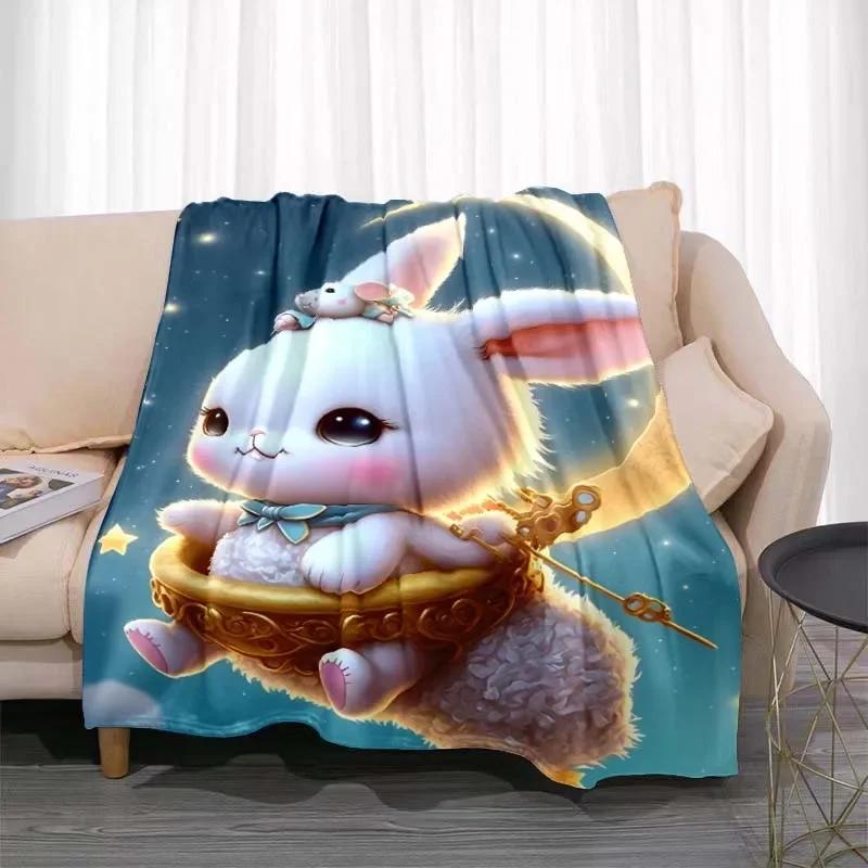 3D Cartoon rabbit pattern printed blanket for living room bedroom home decor children's room bed blanket picnic blankets Luxury