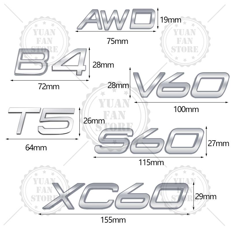Wplhz4 1PCS Metal Letter For Volvo CX40 CX60 CX90 V60 V40 S60 V70 XC70 D2 D3 D4 D5 D6 D7 D8 B2 B3 B4 B5 B6 T2 T3 T4 T5 T6 AWD 3D Emblem