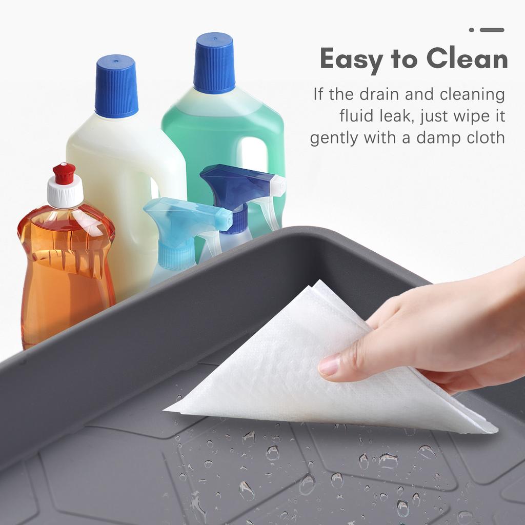 Under Sink Mat for Kitchen Waterproof 34 * 22Inch Silicone Under Sink Drip Tray with Drain Hole