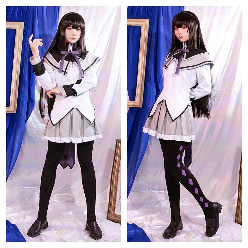 Akemi Homura Cosplay Skirt Anime Magical Girl Puella Magi Cosplay Costume Fighting Uniform Stockings Akemi Homura Outfits