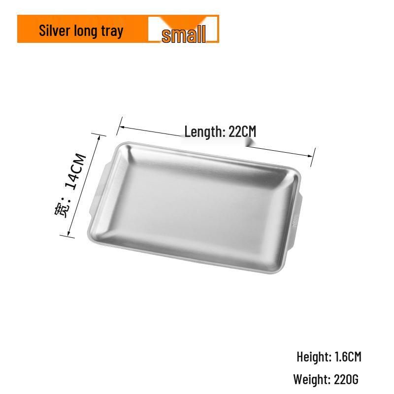 

Винтажный индустриальный прямоугольный поднос из нержавеющей стали - Неглубокий дизайн для барбекю, фруктов или десертов