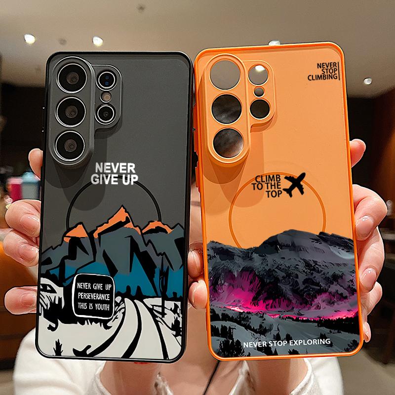 Magnetic For Magsafe Case For Samsung Galaxy S26 Ultra S25 Edge S24 Plus S23 FE S22 A17 A54 A55 A56 A57 5G Snow Mountain Scenery Pattern Cover