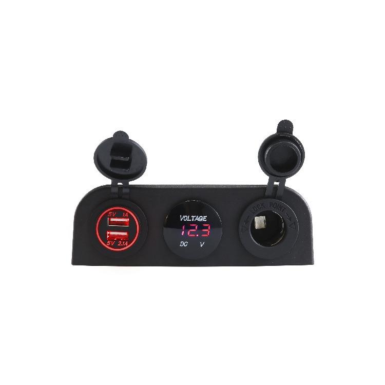 Baza cort 3 în 1 Priză dublă USB pentru încărcător de mașină Priză de curent LED voltmetru digital Priză de alimentare pentru camion mașină marin