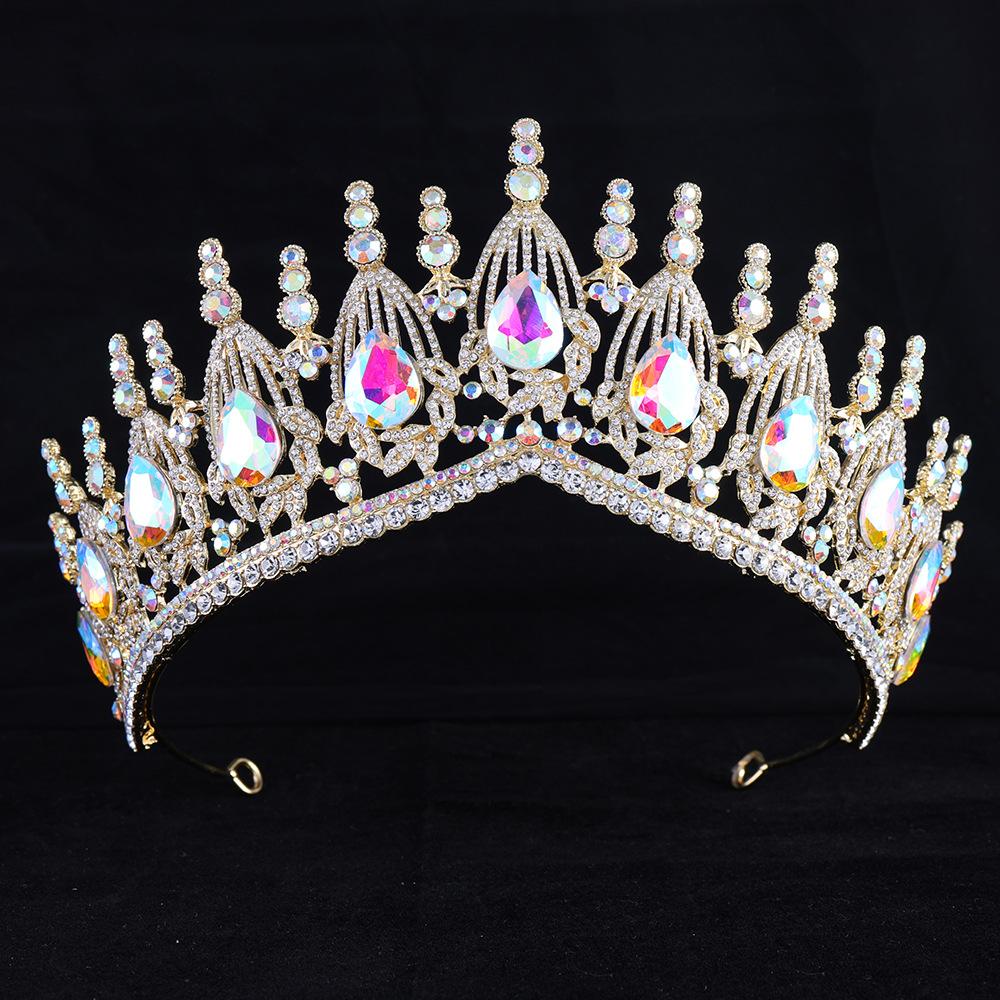 DIEZI 17 Colors Luxury Princess Opal Crystal Crown For Women Girls Wedding Elegant Luxury Baroque Tiara Party Hair Dress Jewelry