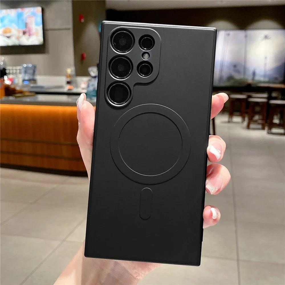 Liquid Silicone Original Magnetic Case for Samsung S25 S24 Ultra S23 FE S22 S21 Plus A16 A36 A56 A06 A15 A35 A55 Phone Cover