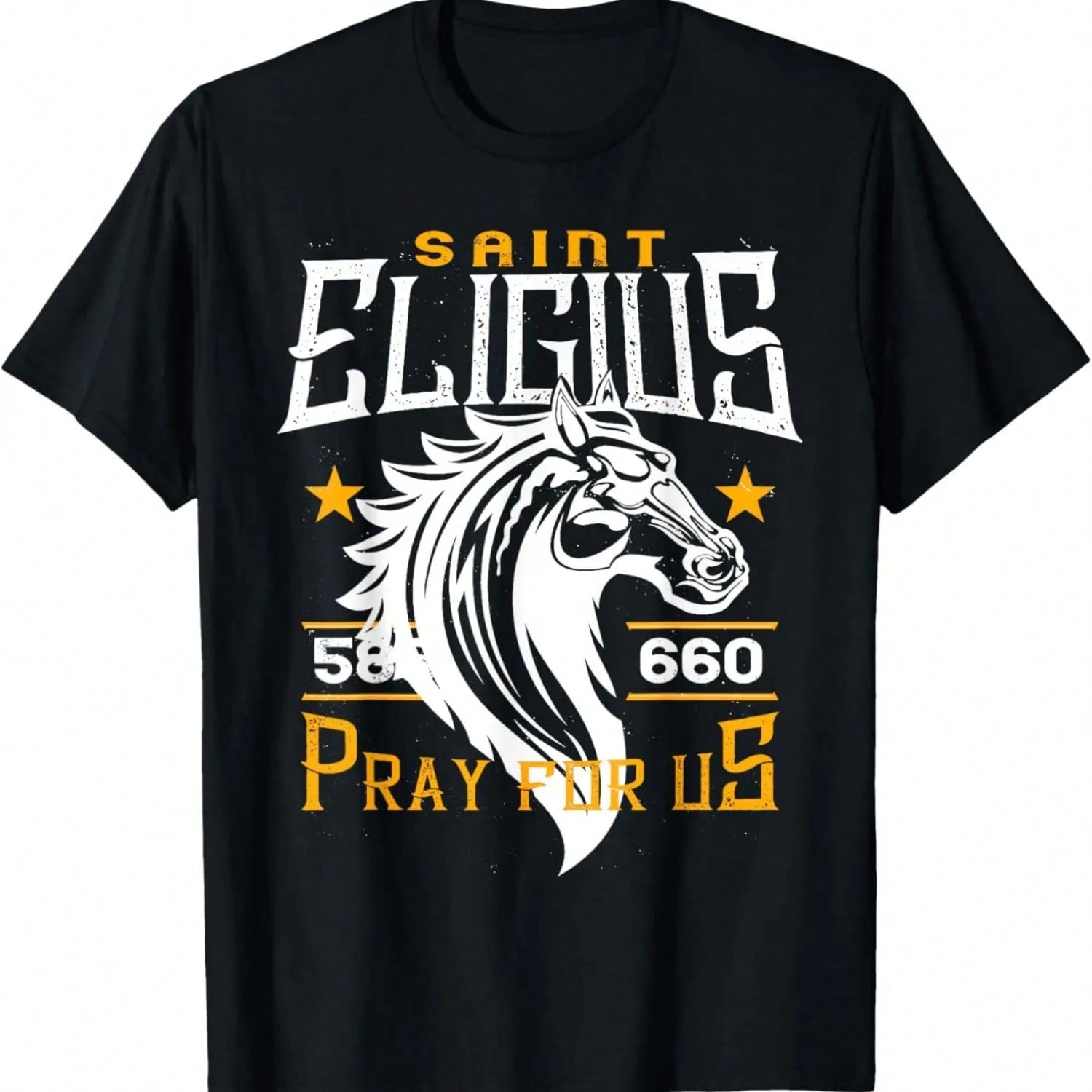 St Eligius Patron Saint Of Horses Catholic Horse Distressed T-Shirt S разноцветный