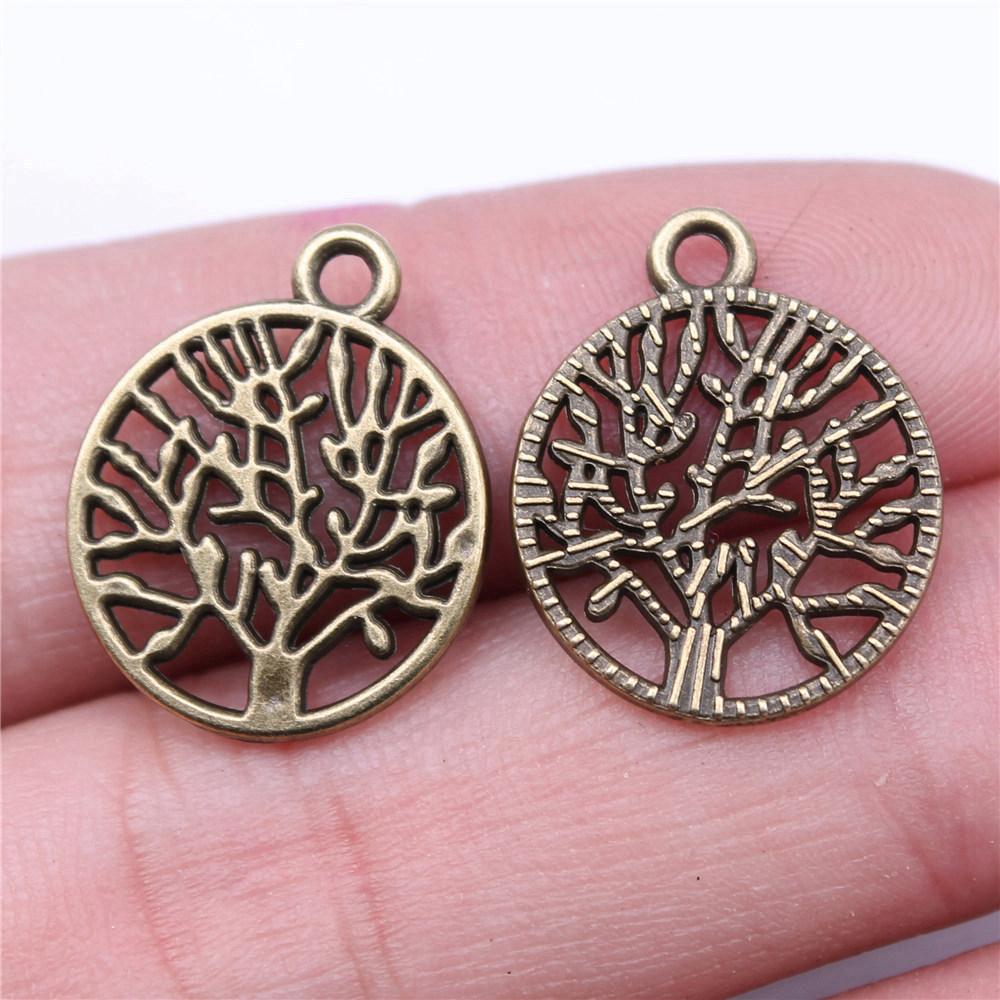 Charms Round Tree Of Life Pendants Vintage Jewelry Supplies QC109
