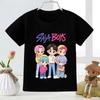 Black Children's Short Sleeved T-shirt Kpop Demon Hunter Saja Boys' Printed Pure Cotton T-shirt Boys and Girls Summer Top