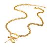 Vintage Multi Accent Pendant Necklace Adjustable Stainless Steel Chain Lightweight Versatile Jewelry For Women