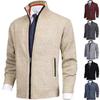 Mens Stand Collar Zip Up Knit Cardigan Sweater