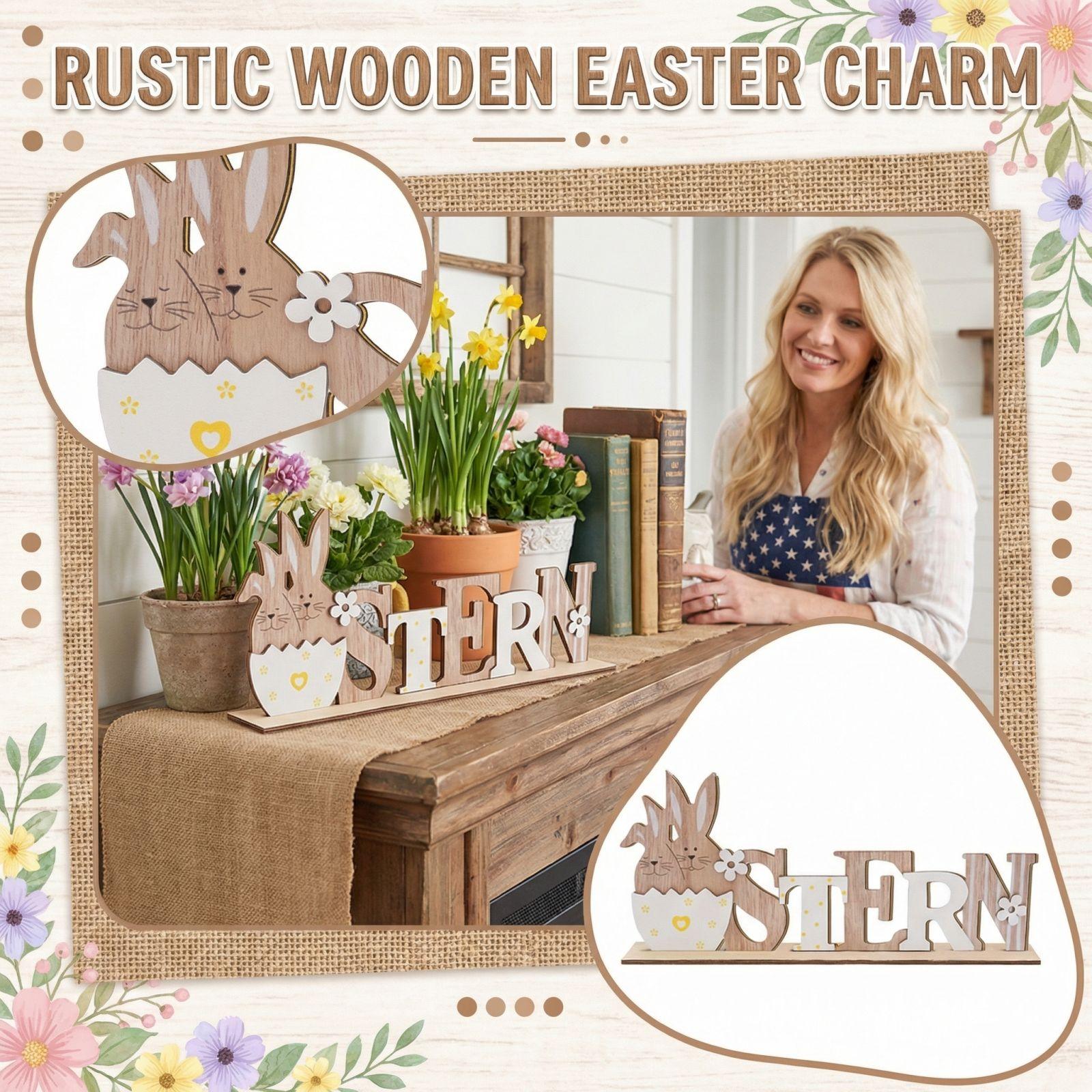 

Easter Decorations For Home, Table Wooden Bunny Mantel Decors, Indoor Easter Sign Decor For Tiered Tray Decor One Size зелёный