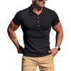 Mens Summer Casual Vertical Striped Short Sleeve Polo Shirt