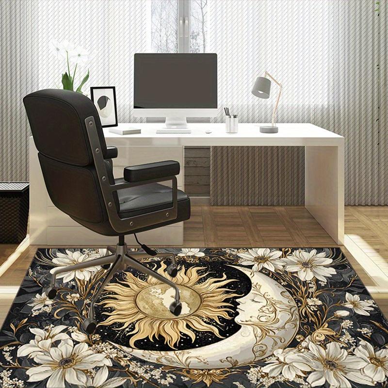 Golden Sunflower Moon Rug for Boho Chic Interiors | Elegant Floral and Celestial Design for Living Spaces Skid resistant carpet