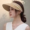 100% Natural Straw Hat Luxury Pearls Summer Sun Hat Beach Hats Woman Open Top  UV Protection Sunscreen Panama Sunshade Cap