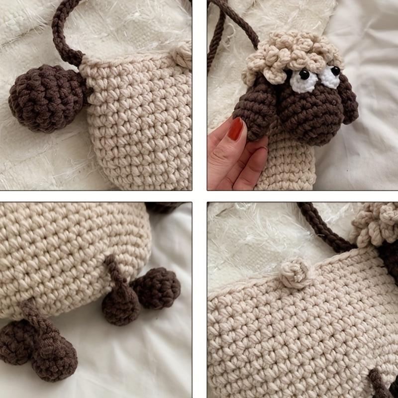 Hand-Woven Sheep Shaped Bag Kawaii Cartoon Crossbody Bag Cute Knitted Coin Purse Eid Al-Adha