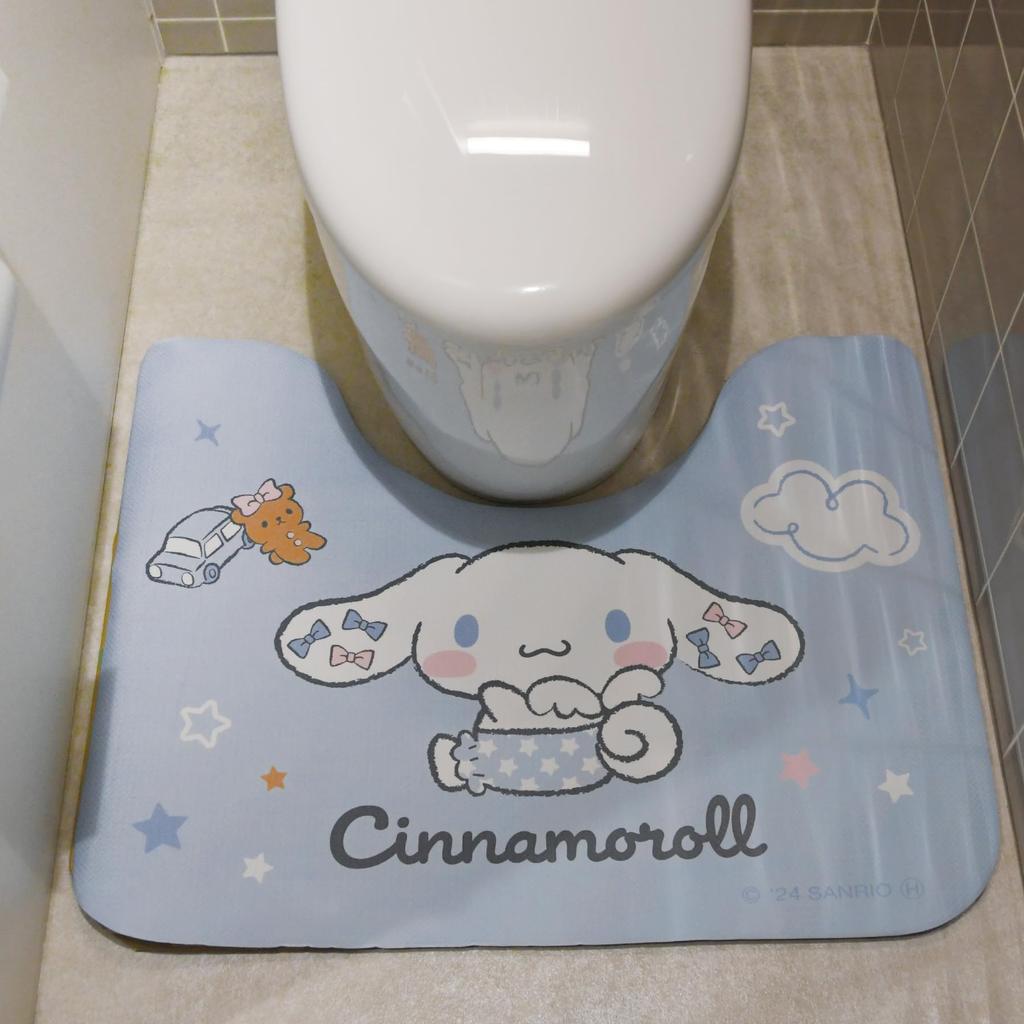 Marushin Sanrio Cinnamoroll Lazy Cinnamon Toilet 3795020700 Mat, Wipeable, Water-Repellent, Non-Slip, PVC,