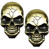 Hiro World Trade Skull Stickers Set of 2 Antique Gold Skull Skull Stickers Emblem Car (2 Gold Pieces)