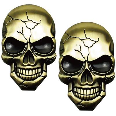 Hiro World Trade Totenkopf Aufkleber Set mit 2 Stück Antik Gold Totenkopf Totenkopf Aufkleber Emblem Auto (2 Goldstücke)