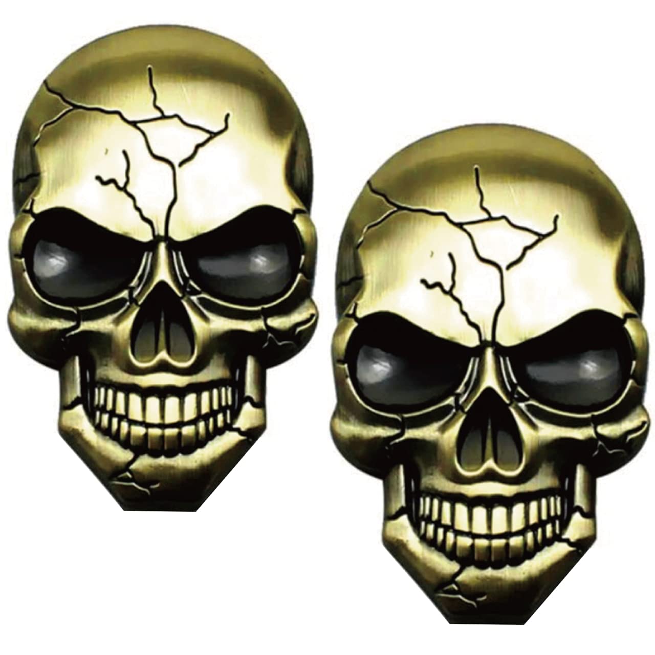 

Hiro World Trade Skull Stickers Set of 2 Antique Gold Skull Skull Stickers Emblem Car (2 Gold Pieces) золотий