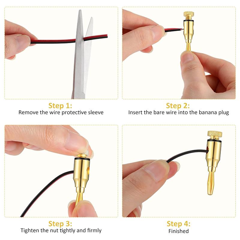 4mm Banana Plug Gold-Plated Copper Musical Cable Wire Audio Speaker Adapter Speaker Amplifier Screw Type Banana Connectors Jack