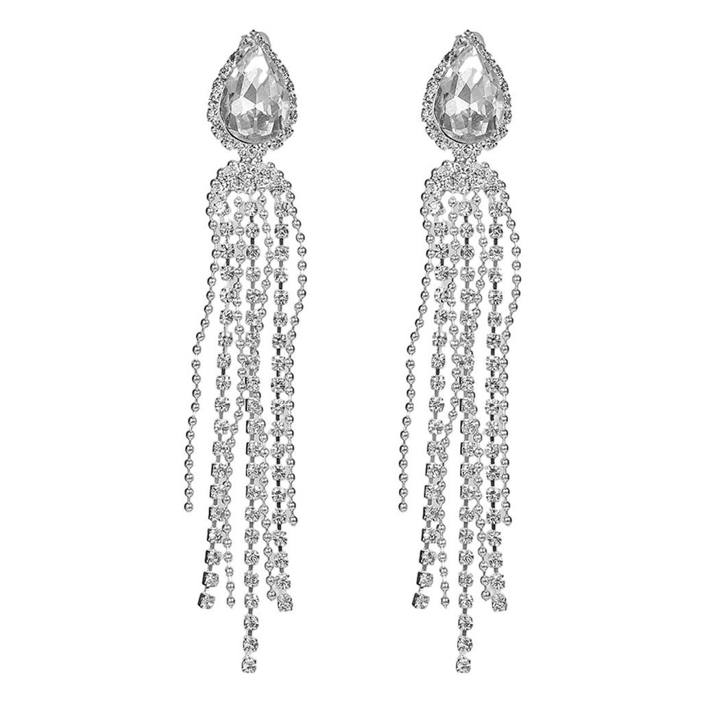 Luxus Strass lange Fransenohrringe
