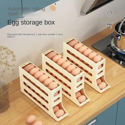 Four Layer Refrigerator Egg Storage Box Kitchen Egg Box Storage Egg Box Large Capacity Dedicated Egg Carton Egg Rolling Eggs Box
