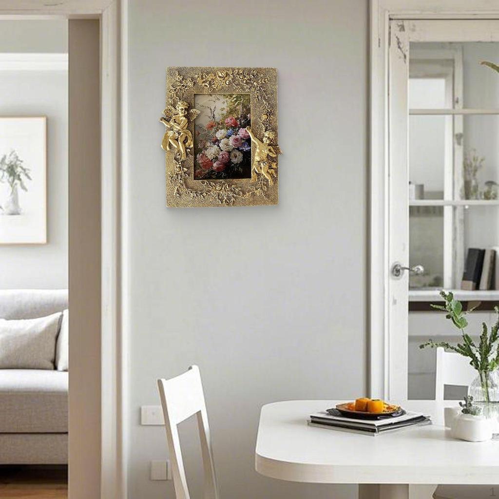 Ornate Picture Frame, European Photo Frame Ornament Tabletop Wall Hanging Holder for Bedroom