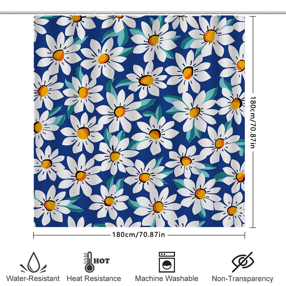 Bright Floral Shower Curtain Waterproof Fabric Decorative Bathroom Shower Paneling Size Customizable For Kids Bathrooms Modern D