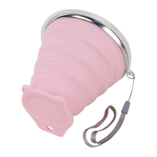 Yousheng Silicone Foldable Water Cup with Lanyard Wide-Mouth Design Leak-Proof Portable Water Bottle with Transparent Cap