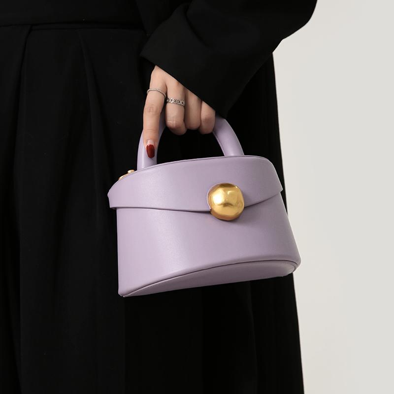 Handbag Women's Summer New PU Soft Face Half Round Box Bag Multi Color Versatile Bucket Bag Single Shoulder Crossbody Bag
