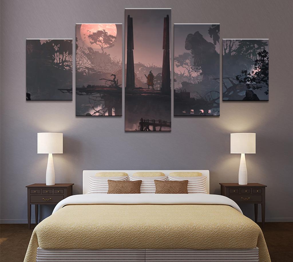 Unframed 5Pcs SEKIRO Shadows Die Twice Games Canvas Posters Wall Art Pictures HD Paintings Home Decor for Living Room Decoration