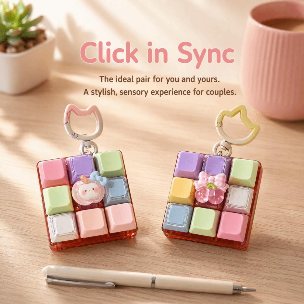 Keys Button Fidget Keychain DIY Keyboard Clicker Toy New Pinch Toy  Relief Stress