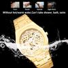 Automatic Mechanical Watches for Men Skeleton Hollow Dial Luminous Wrist Watch Steel Strap Square Case Watch Waterproof