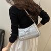 Color Simple Solid Bow Decoration Crocodile Texture Women Casual Shoulder Bag