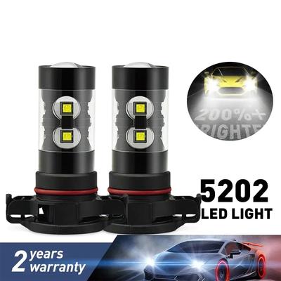 2X H16 5202 PSX24W Nebelscheinwerfer 6000K Weiß Hochleistungs-LED-Fahrlampe DRL LED-Autoscheinwerfer 50W Fernlicht