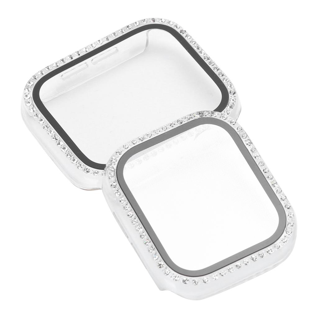 2pcs Watch Case Cover Crystal Shiny Protective Case with Film Jewelry Accessory for IOS Watch