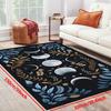 Celestial Moon Phase Mat - Mystic Floral Rug for Living Room, Bedroom & Entryway, Machine Washable Boho Decor Floor Carpet
