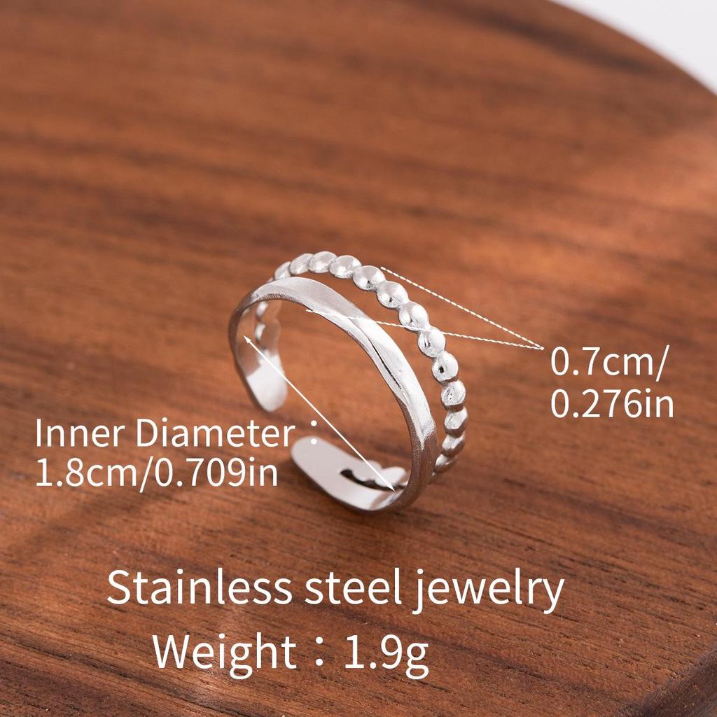 Stainless Steel Adjustable Open Ring - Colorfast Titanium Jewelry