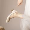 French Pointed Head Shallow Mouth Women's Single Shoes, New Low-heeled Bride Shoes, High-end Feeling, Not Tired Feet, Thick Heel Single Shoes Women