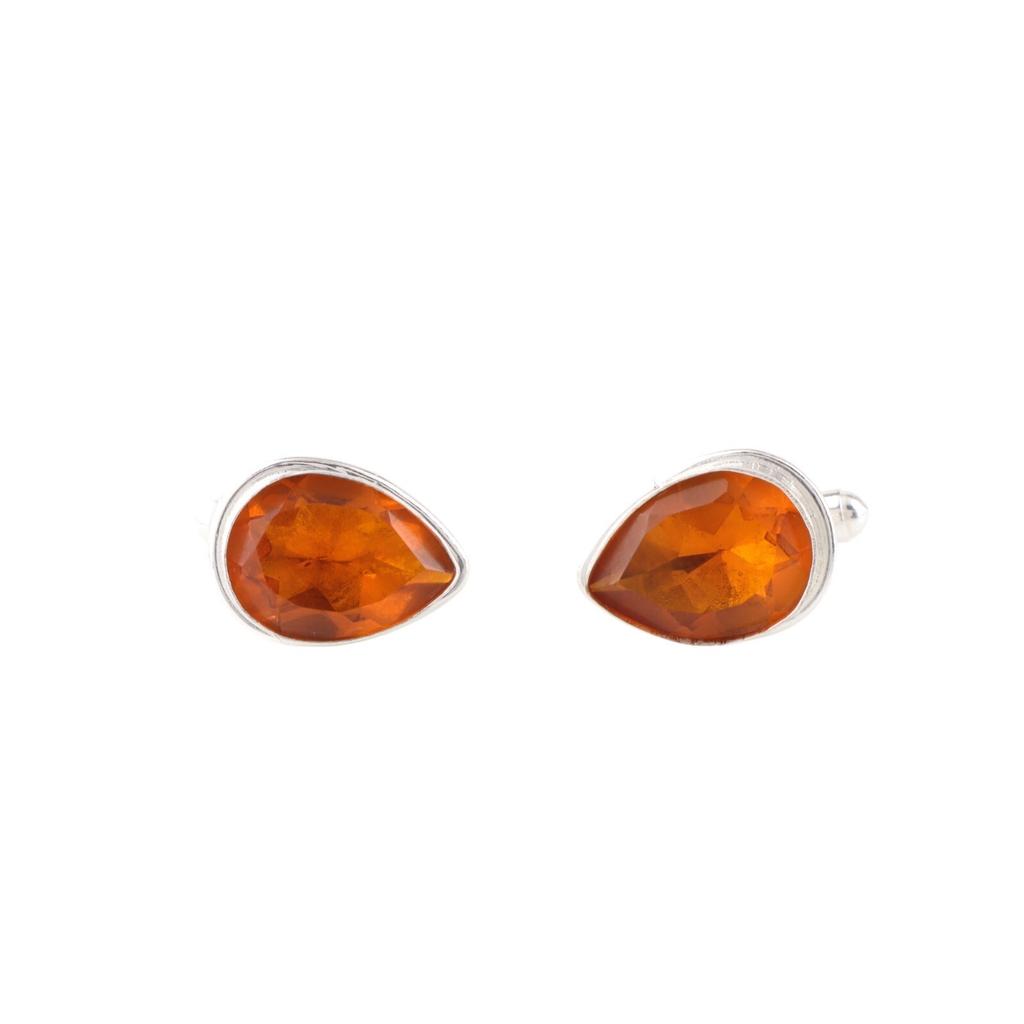 Citrine Gemstone 925 Sterling Silver Handmade Cufflinks 0.66" Gift For Husband CL-6-3